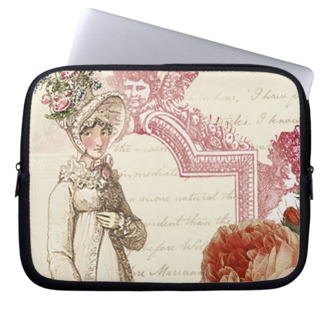 Romantic Jane Austen feminine delicate pink Laptop Sleeve (Front)