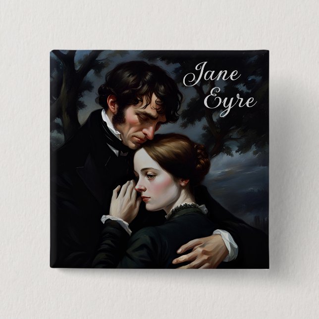 Romantic Jane Eyre and Edward Rochester 15 Cm Square Badge (Front)