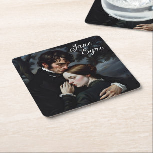 Romantic Jane Eyre and Edward Rochester Square Paper Coaster