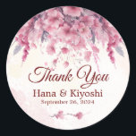 Romantic Japan Pink Cherry Blossom Circle Sticker<br><div class="desc">This Romantic Japanese Pink Cherry Blossom Circle Sticker is perfect for your oriental, elegant pink wedding. The japanese sakura style of cherry blossom accompanied by the minimalist watercolor art will help bring your vision to life! This design of pretty pink cherries, touches of bohemian pink and shades of purple is...</div>