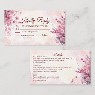 Romantic Japan Pink Cherry Blossom Response Card