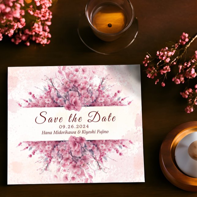 Romantic Japan Pink Cherry Blossom save the date (Creator Uploaded)