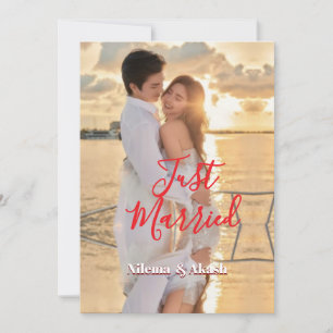 Romantic "Just Married" Sunset Couple Personalised