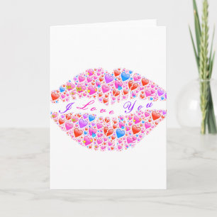 Romantic Kiss Hearts Lips Valentine's Day Card