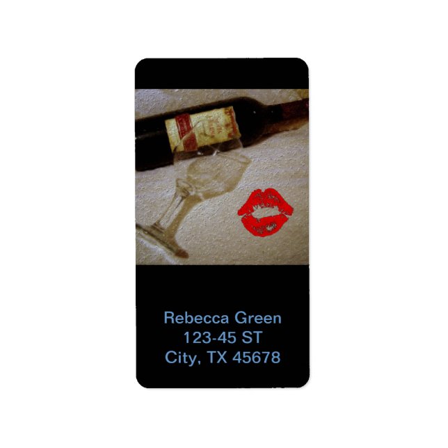 Romantic kiss Red wine glasses I Love Wine Label (Front)