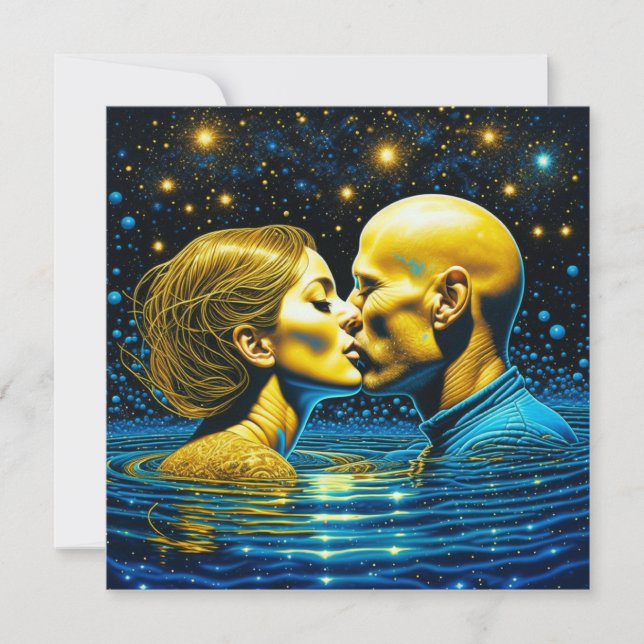 Romantic Kiss Under the Stars Mystical Art Card (Front)