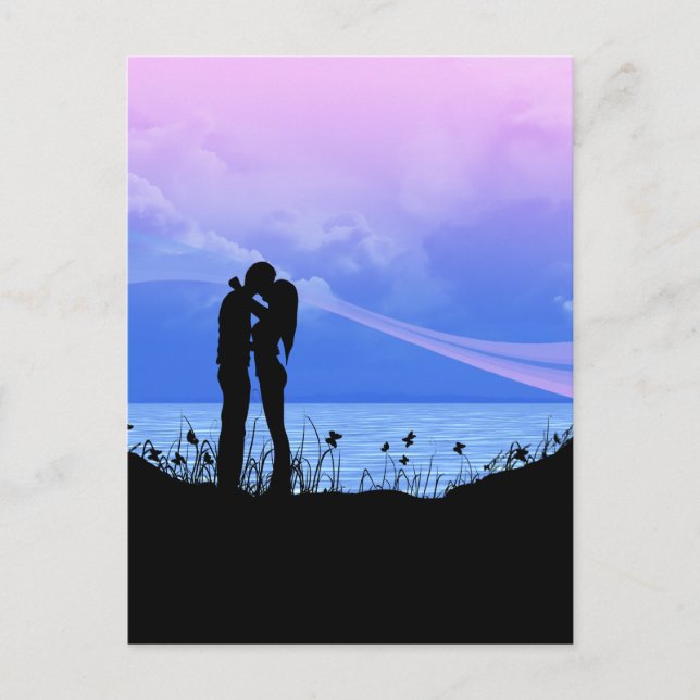 Romantic Kissing Couple Postcard (Front)