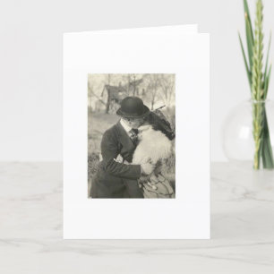 Romantic kissing with fur card