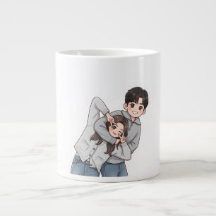 Romantic Korean Drama Sweet Couple Heart Gesture Large Coffee Mug