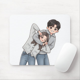 Romantic Korean Drama Sweet Couple Heart Gesture  Mouse Mat