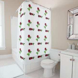 Romantic L O V E Hand-Painted Rose Shower Curtain