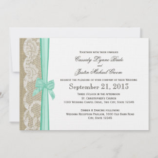 Romantic Lace and Bow Wedding Invitation