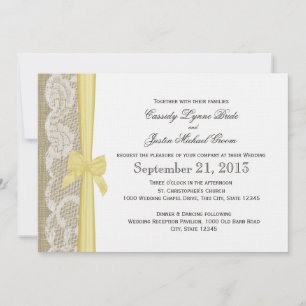 Romantic Lace and Bow Wedding Invitation