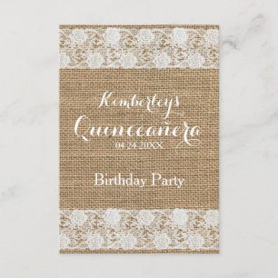 Romantic Lace and burlap Quinceañera Invitation