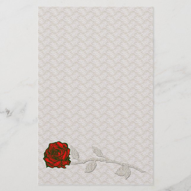 Romantic Lace and Rose Stationary Stationery (Front)