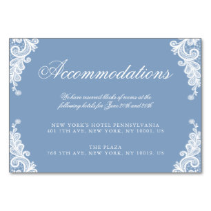 Romantic Lace Blue Wedding Accommodation Cards