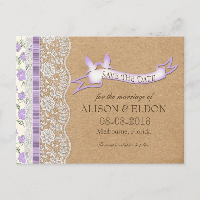 Romantic Lacey Dreams With Flowers Announcement Postcard (Front)