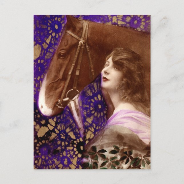 Romantic Lady with Horse Postcard (Front)