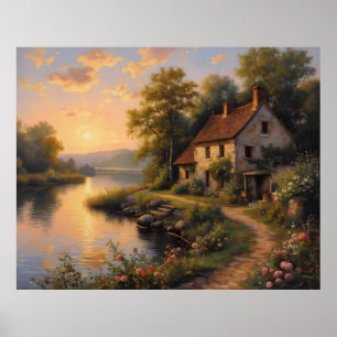 Romantic Lakeside Cottage Wall Art