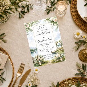 Romantic Lakeside Garden Elegance Wedding  Invitation