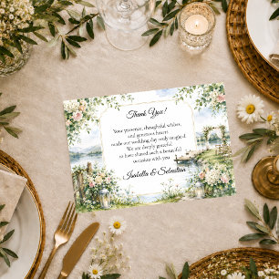 Romantic Lakeside Garden Elegance Wedding Thank You Card