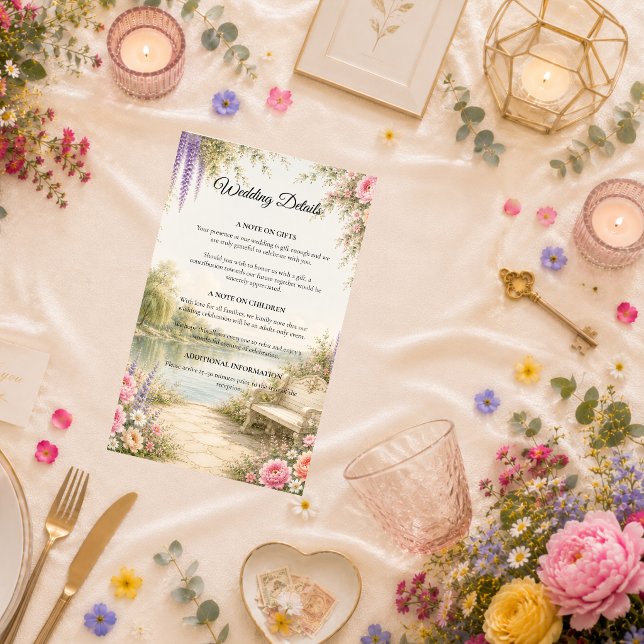 Romantic Lakeside Garden Serenity Wedding  Enclosure Card (Creator Uploaded)