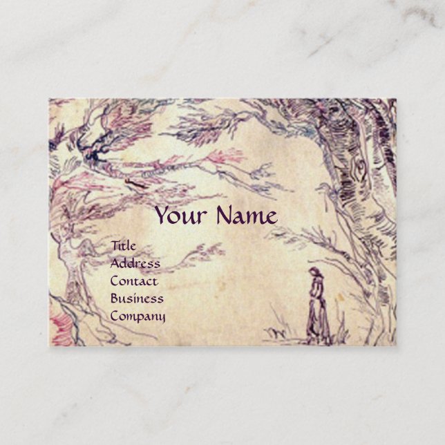 ROMANTIC LANDSCAPE, Gold Metallic paper Business Card (Front)