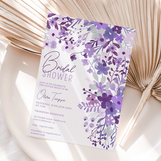 Romantic lavende wild flowers spring bridal shower invitation (Creator Uploaded)