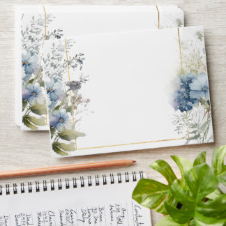 Romantic Lavender Blue Floral Watercolor Wedding Envelope