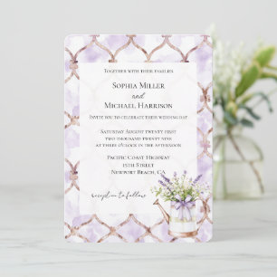Romantic Lavender Floral Bow Wedding Invitation