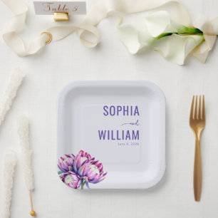 Romantic Lavender Floral Paper Plate