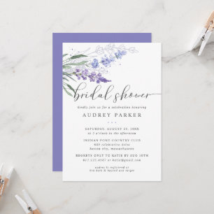 Romantic Lavender Floral Watercolor Bridal Shower Invitation