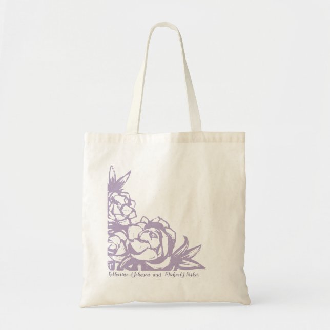 Romantic Lavender Peonies Wedding Tote Bag (Front)