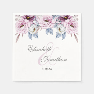 Romantic Lavender & Powder Blue Floral Blossom Napkin