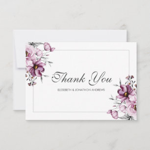 Romantic Lavender & Powder Blue Floral Blossom Thank You Card