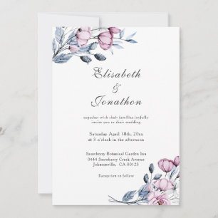 Romantic Lavender & Powder Blue Floral Bouquet Invitation