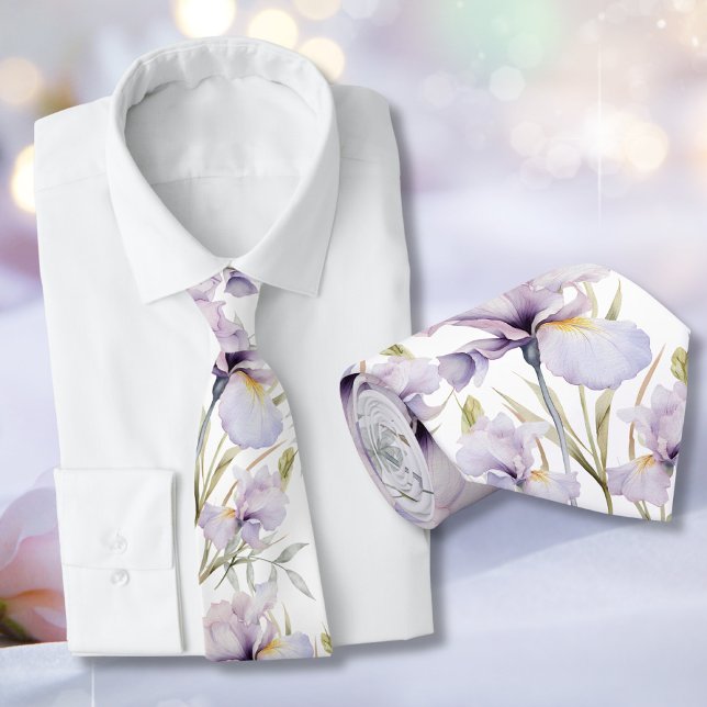 Romantic Lavender Purple Iris Floral Wedding  Tie (Romantic Lavender Purple Iris Floral Wedding  Neck Tie)