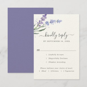 Romantic Lavender Watercolor Floral Meal Choice RSVP Card