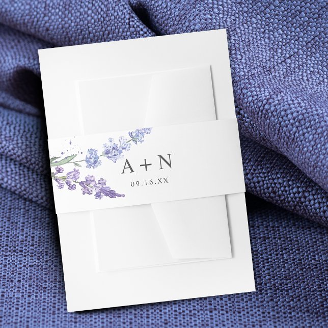 Romantic Lavender Watercolor Floral Monogram Invitation Belly Band (Romantic Lavender Watercolor Floral Monogram Invitation Belly Band)