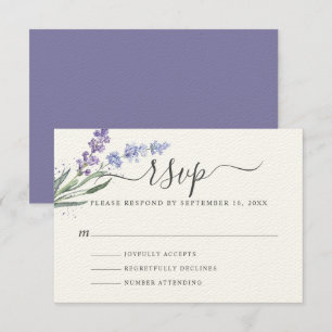 Romantic Lavender Watercolor Floral RSVP Card