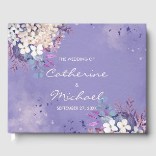Romantic Lavender Watercolor Floral Spring Wedding Guest Book