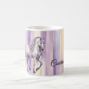 Romantic Lavender White Horse Coffee Mug