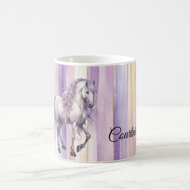 Romantic Lavender White Horse   Coffee Mug (Center)