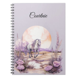 Romantic Lavender White Horse Notebook