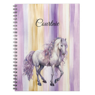 Romantic Lavender White Horse   Notebook