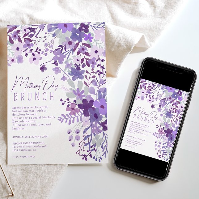 Romantic lavender wild flowers spring mother's day invitation (Creator Uploaded)