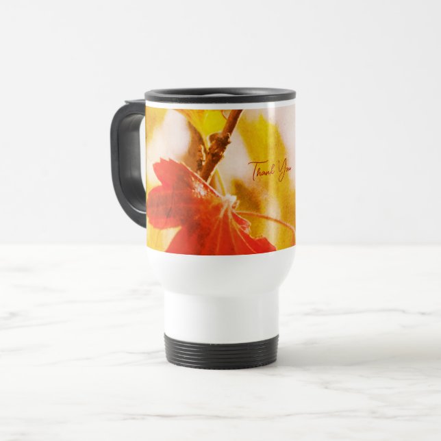 Romantic Leaves Boho – Botanical Fantasy Thanks Travel Mug (Front Left)