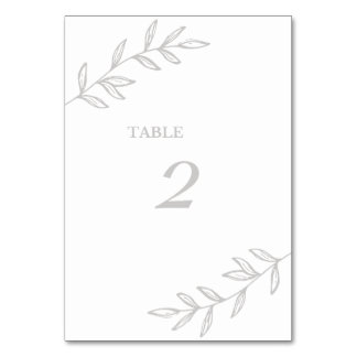 Romantic Leaves Wedding Table Number