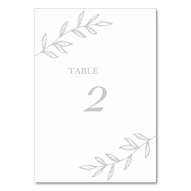 Romantic Leaves Wedding Table Number (Front)