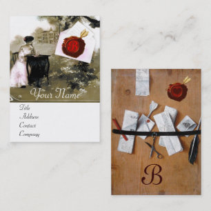 ROMANTIC LETTER HOLDER RED WAX SEAL MONOGRAM BUSINESS CARD